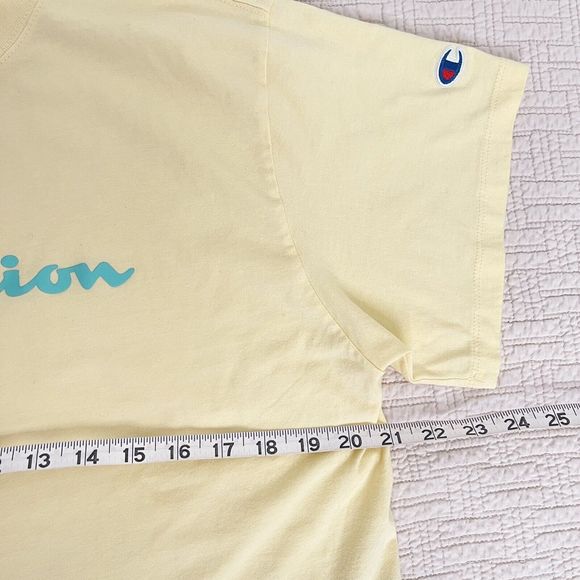 Champion Cropped Tshirt Oversized M L Top Bundle Short Sleeves Knit Yellow Aqua - Picture 5 of 16